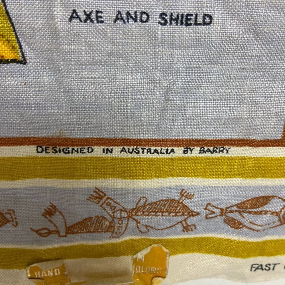 Vintage NEW Australian Aboriginal Tea Towel Pure Linen 21
